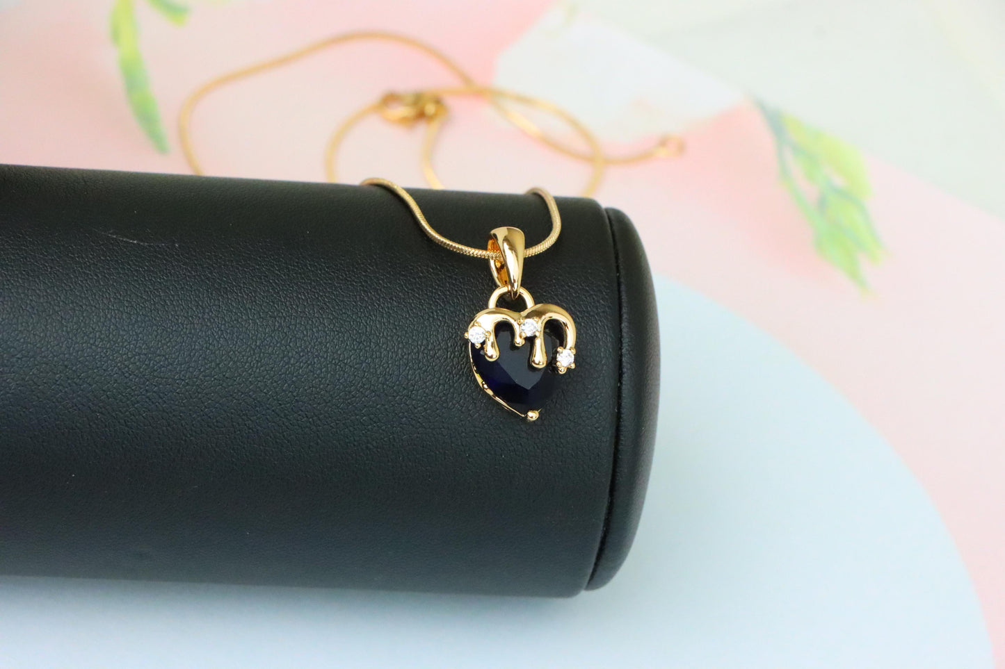 Heart Drip Blue Pendant in Gold Finish Stylish Accent, XPPT1699 (2150-5)