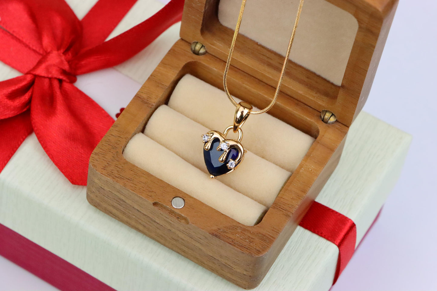 Heart Drip Blue Pendant in Gold Finish Stylish Accent, XPPT1699 (2150-5)