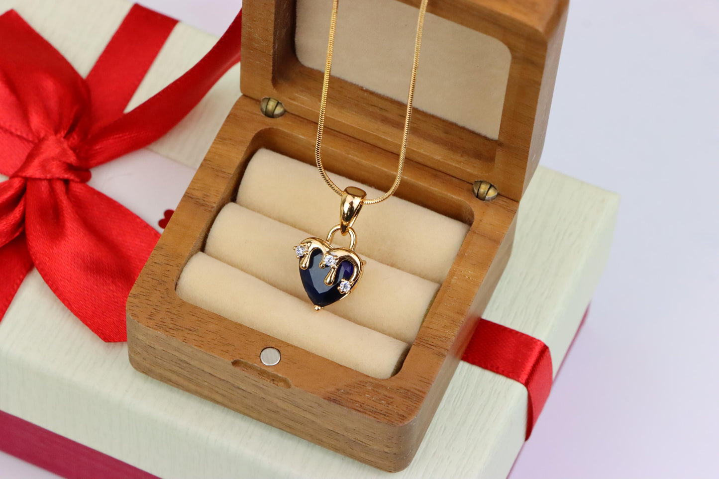 Heart Drip Blue Pendant in Gold Finish Stylish Accent, XPPT1699 (2150-5)