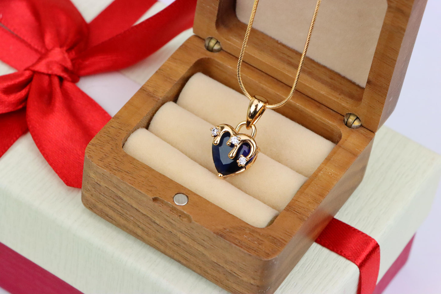 Heart Drip Blue Pendant in Gold Finish Stylish Accent, XPPT1699 (2150-5)