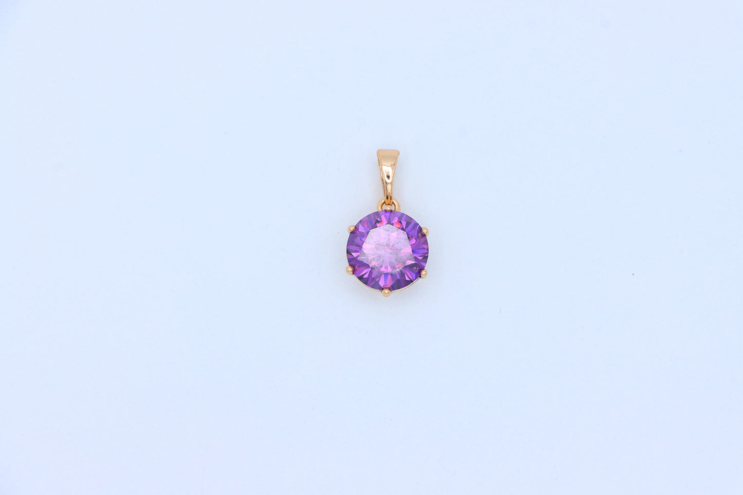 Rose Gold Pendant with Purple Solitaire Round Stone, XPPT1257 (2126-3)