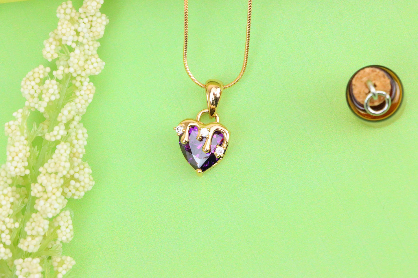 Heart Drip Purple Pendant with Gold Plating Glam Charm, XPPT1700 (2150-5)