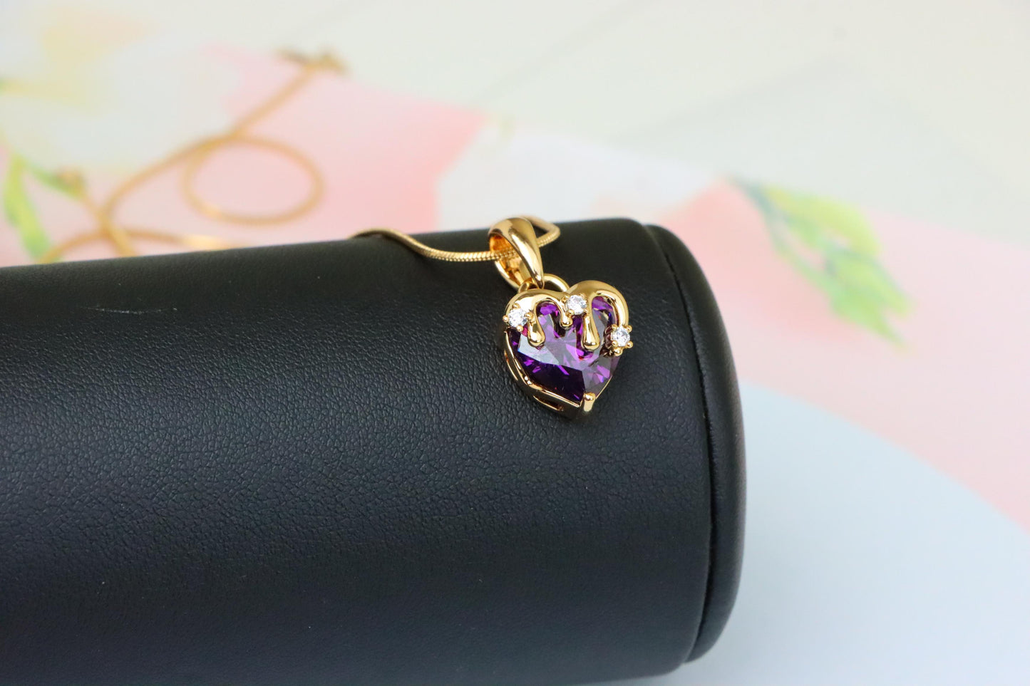 Heart Drip Purple Pendant with Gold Plating Glam Charm, XPPT1700 (2150-5)