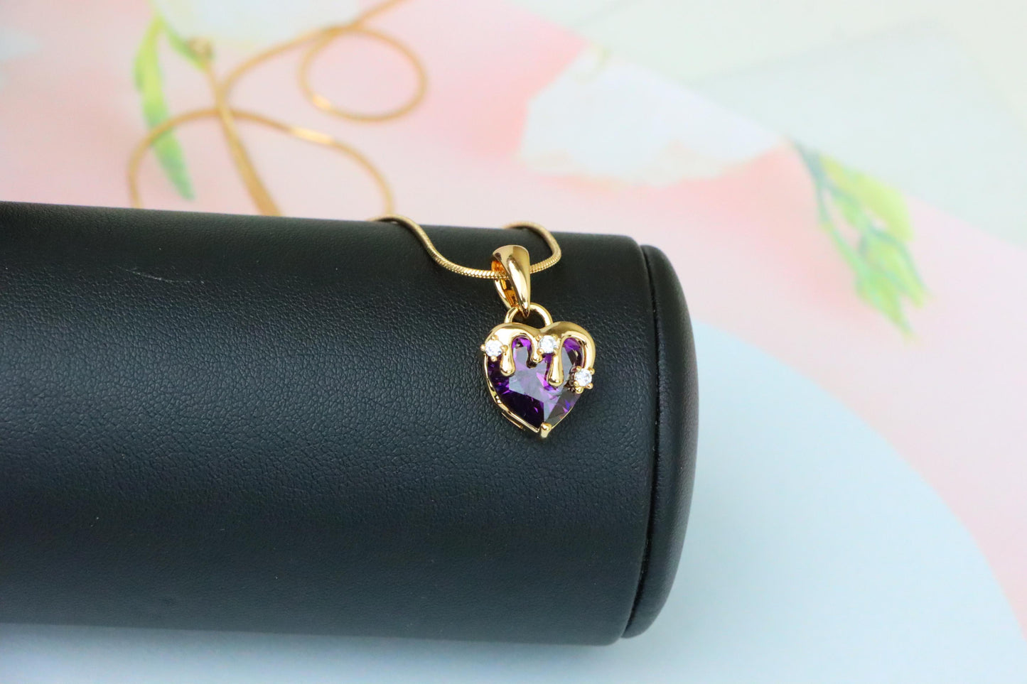 Heart Drip Purple Pendant with Gold Plating Glam Charm, XPPT1700 (2150-5)