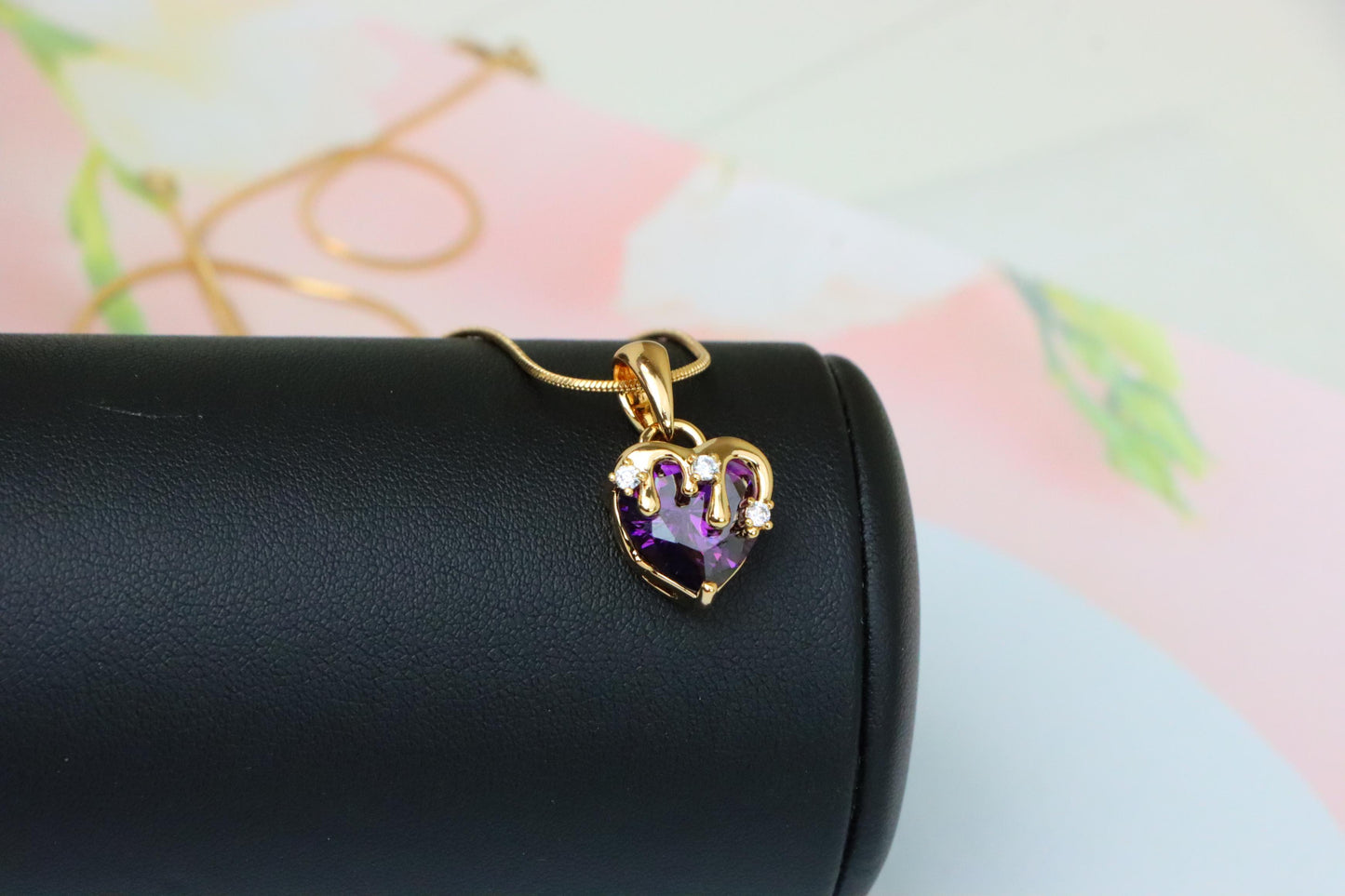 Heart Drip Purple Pendant with Gold Plating Glam Charm, XPPT1700 (2150-5)