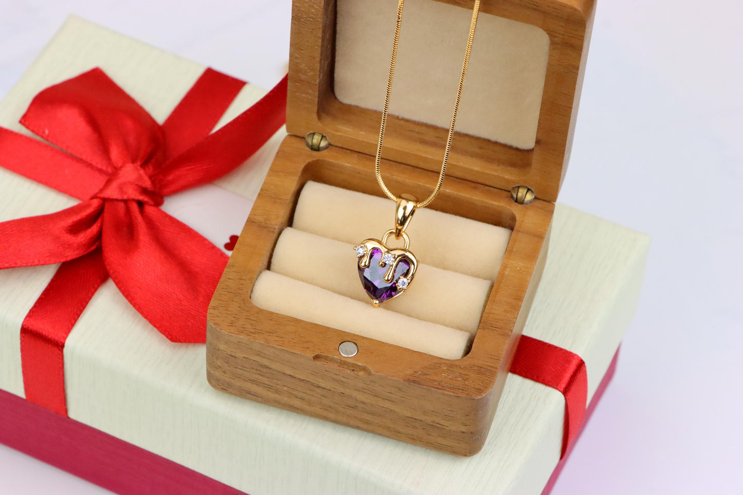 Heart Drip Purple Pendant with Gold Plating Glam Charm, XPPT1700 (2150-5)