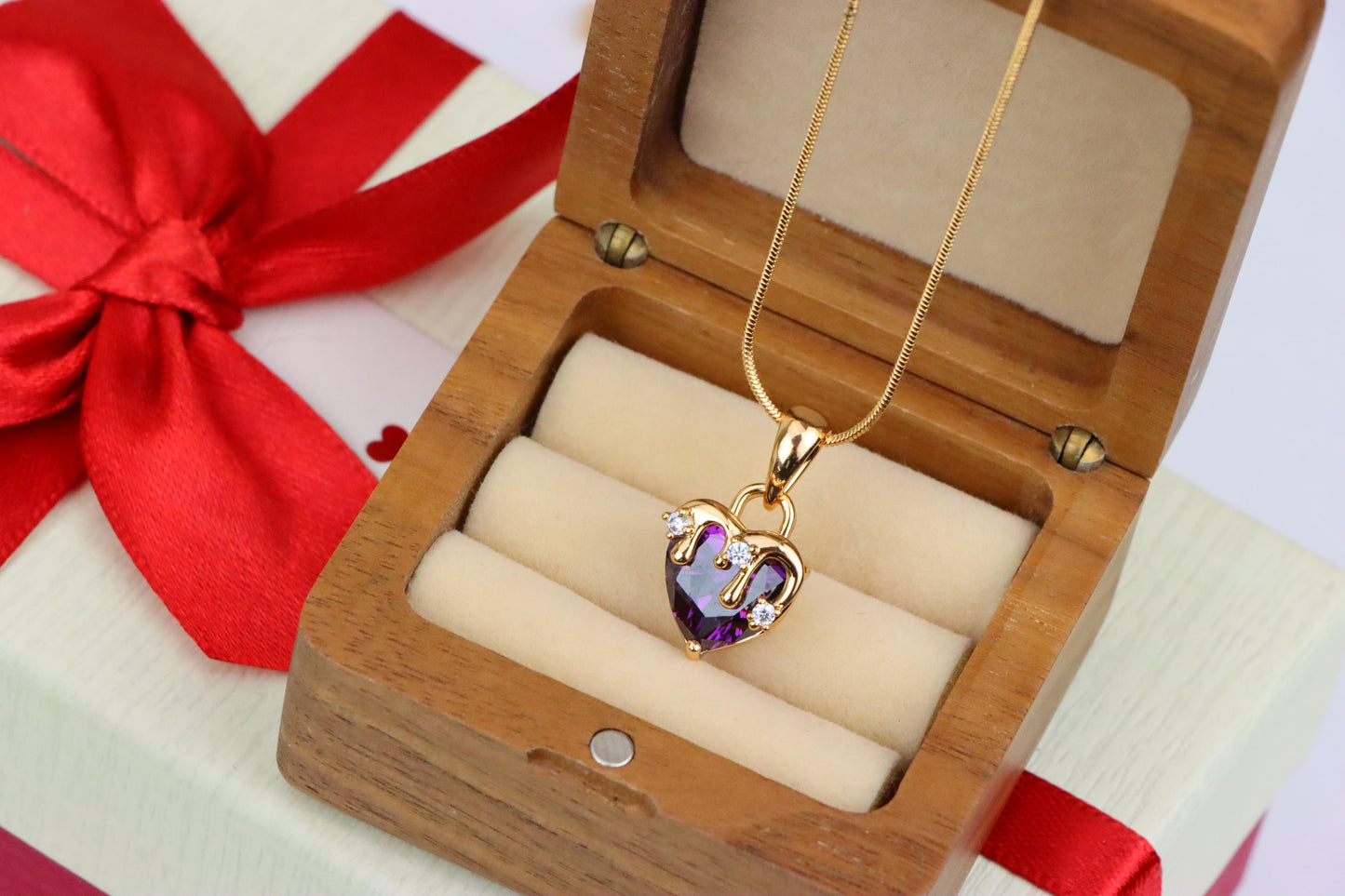 Heart Drip Purple Pendant with Gold Plating Glam Charm, XPPT1700 (2150-5)