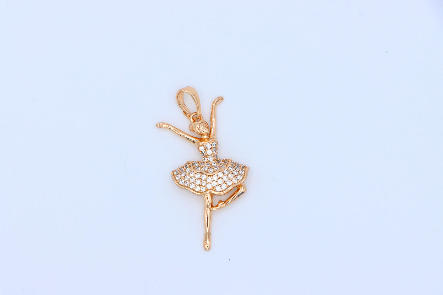 Elegant Ballerina Rose Gold Pendant with CZ Stones, XPPT1259 (2126-5)