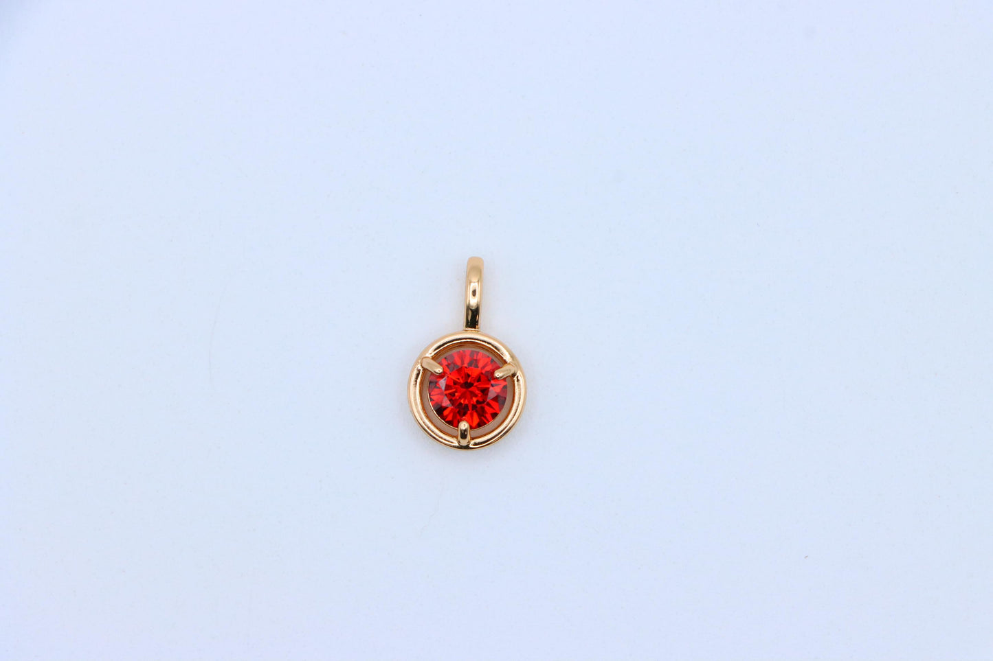 Elegant Round Red Crystal Pendant in Gold Plated Brass, XPPT1702 (2150-6)
