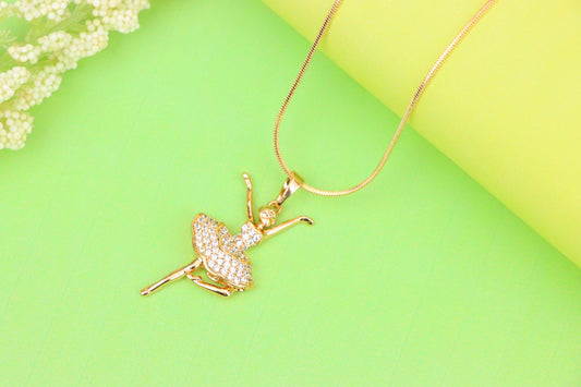 Elegant Ballerina Rose Gold Pendant with CZ Stones, XPPT1259 (2126-5)
