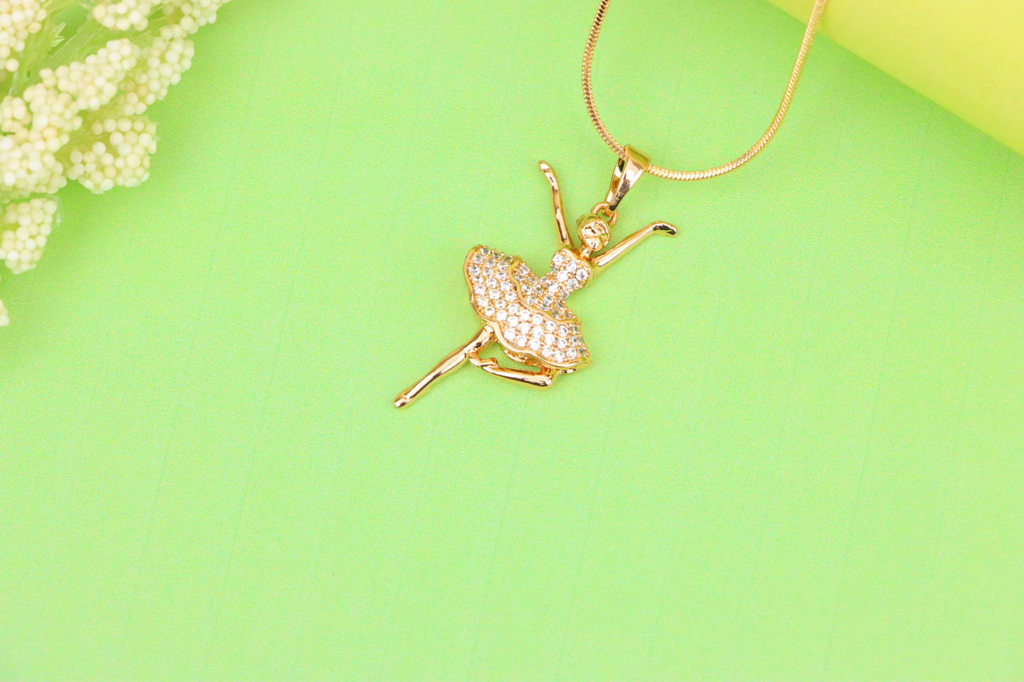 Elegant Ballerina Rose Gold Pendant with CZ Stones, XPPT1259 (2126-5)