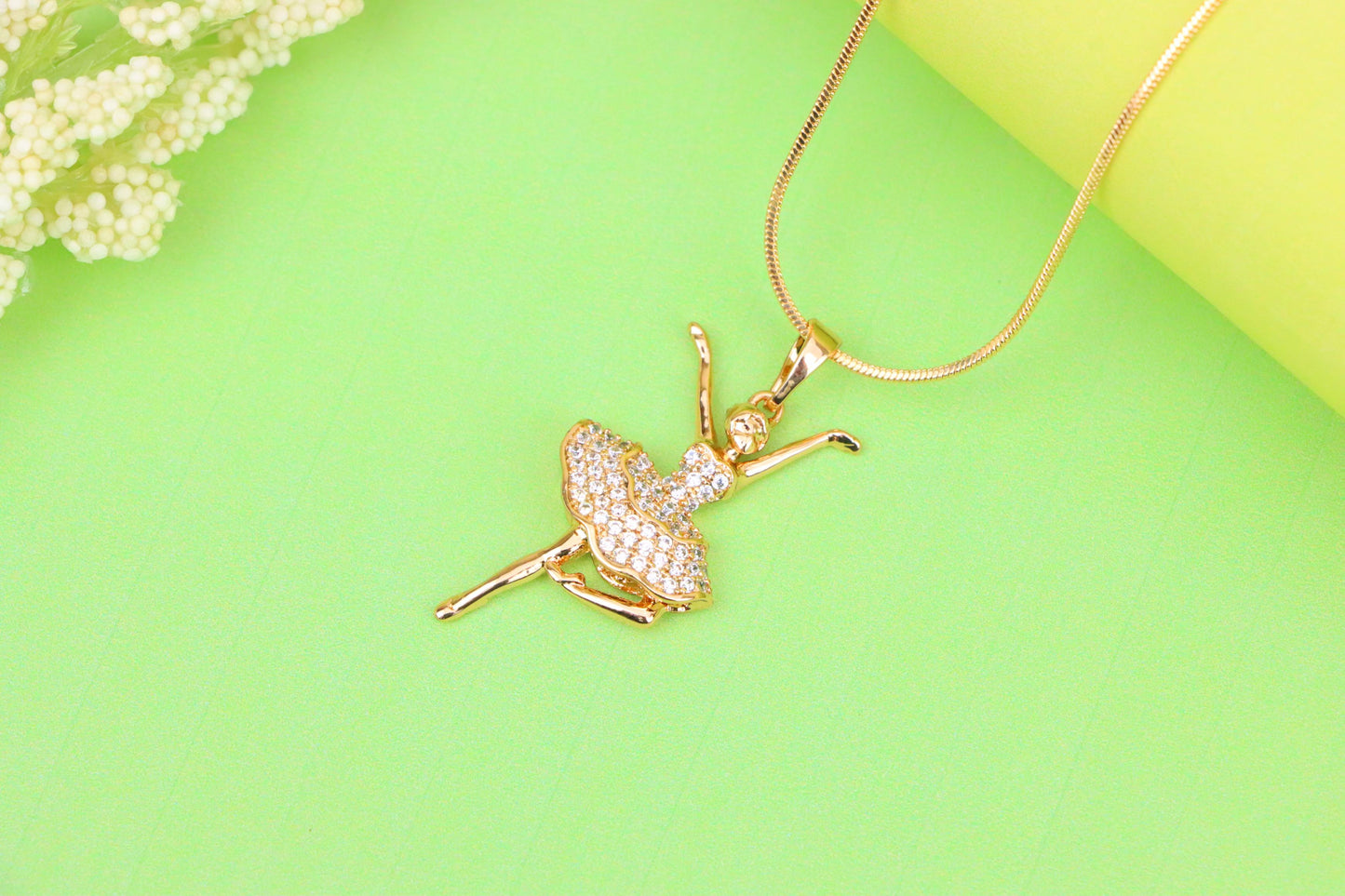 Elegant Ballerina Rose Gold Pendant with CZ Stones, XPPT1259 (2126-5)