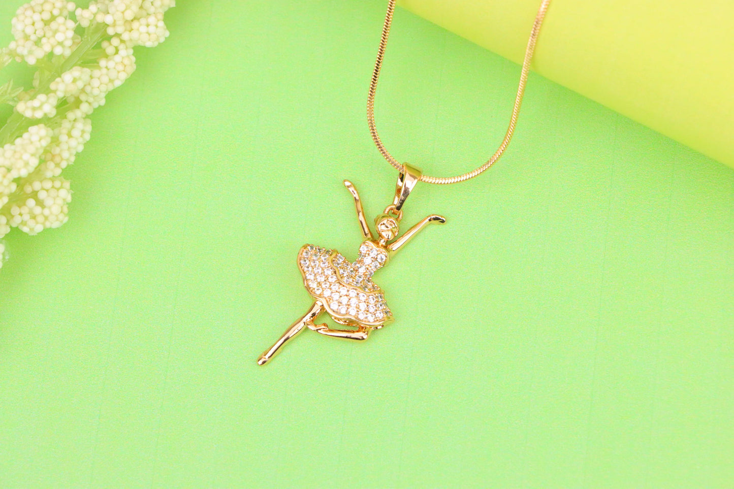 Elegant Ballerina Rose Gold Pendant with CZ Stones, XPPT1259 (2126-5)