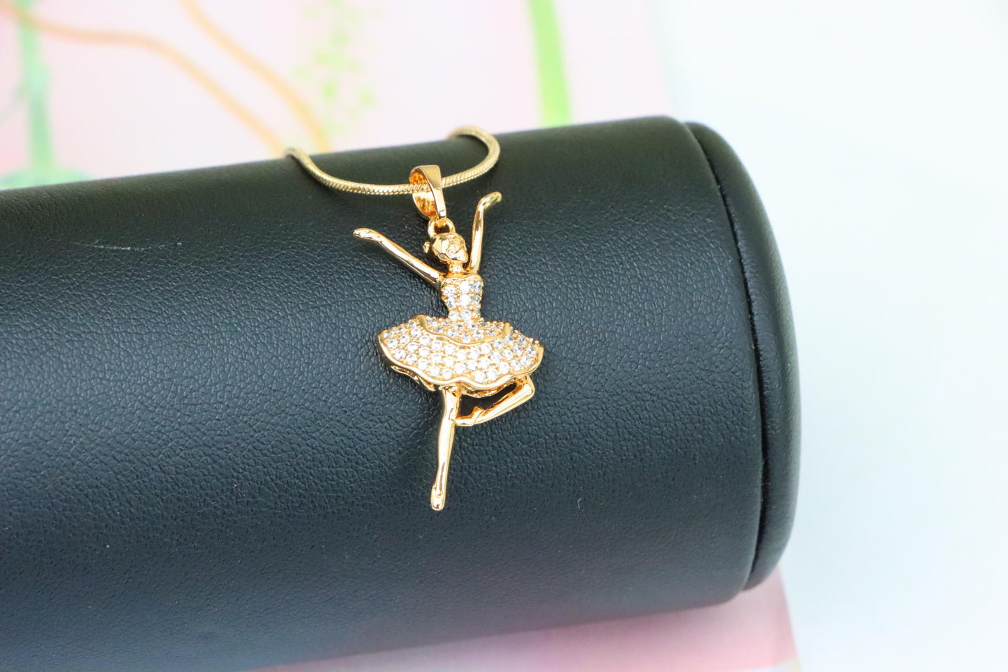 Elegant Ballerina Rose Gold Pendant with CZ Stones, XPPT1259 (2126-5)