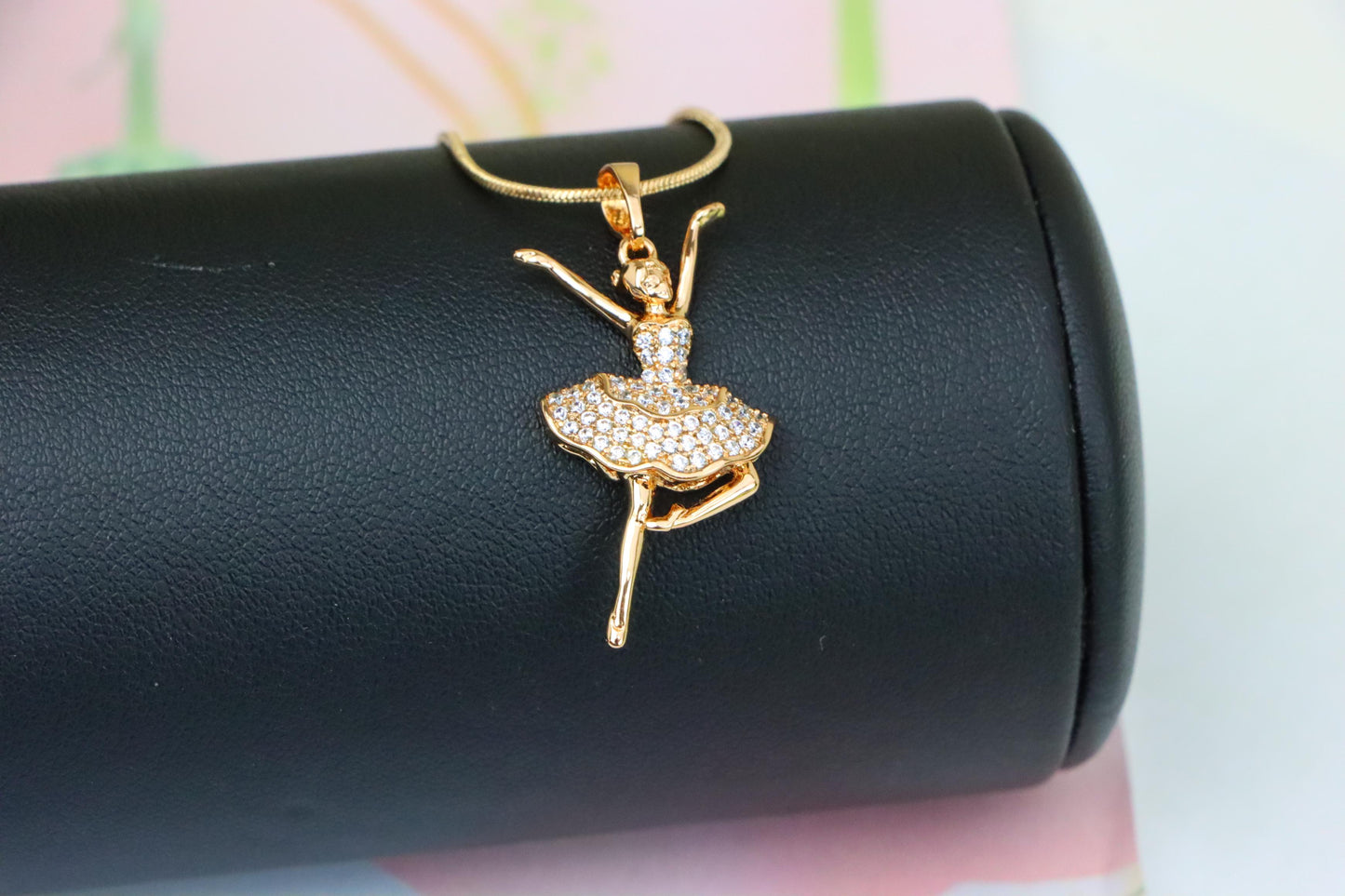 Elegant Ballerina Rose Gold Pendant with CZ Stones, XPPT1259 (2126-5)