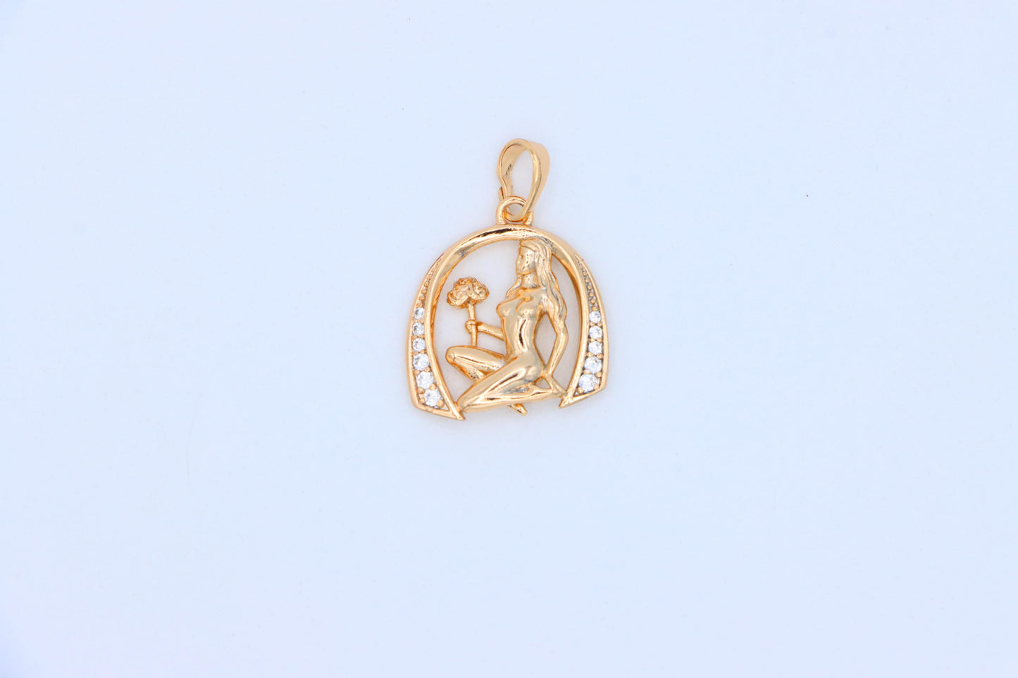 Zodiac-Inspired Rose Gold Pendant with Elegant Female Figure, XPPT1260 (2126-6)