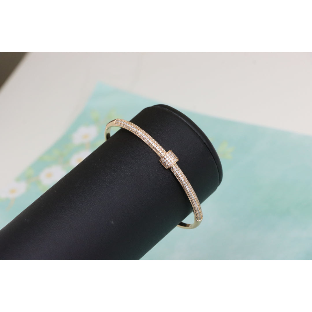 Rose Gold Bangle Bracelet with Sparkling Cubic Zirconia Accents, XPBL0553 (2056-3)