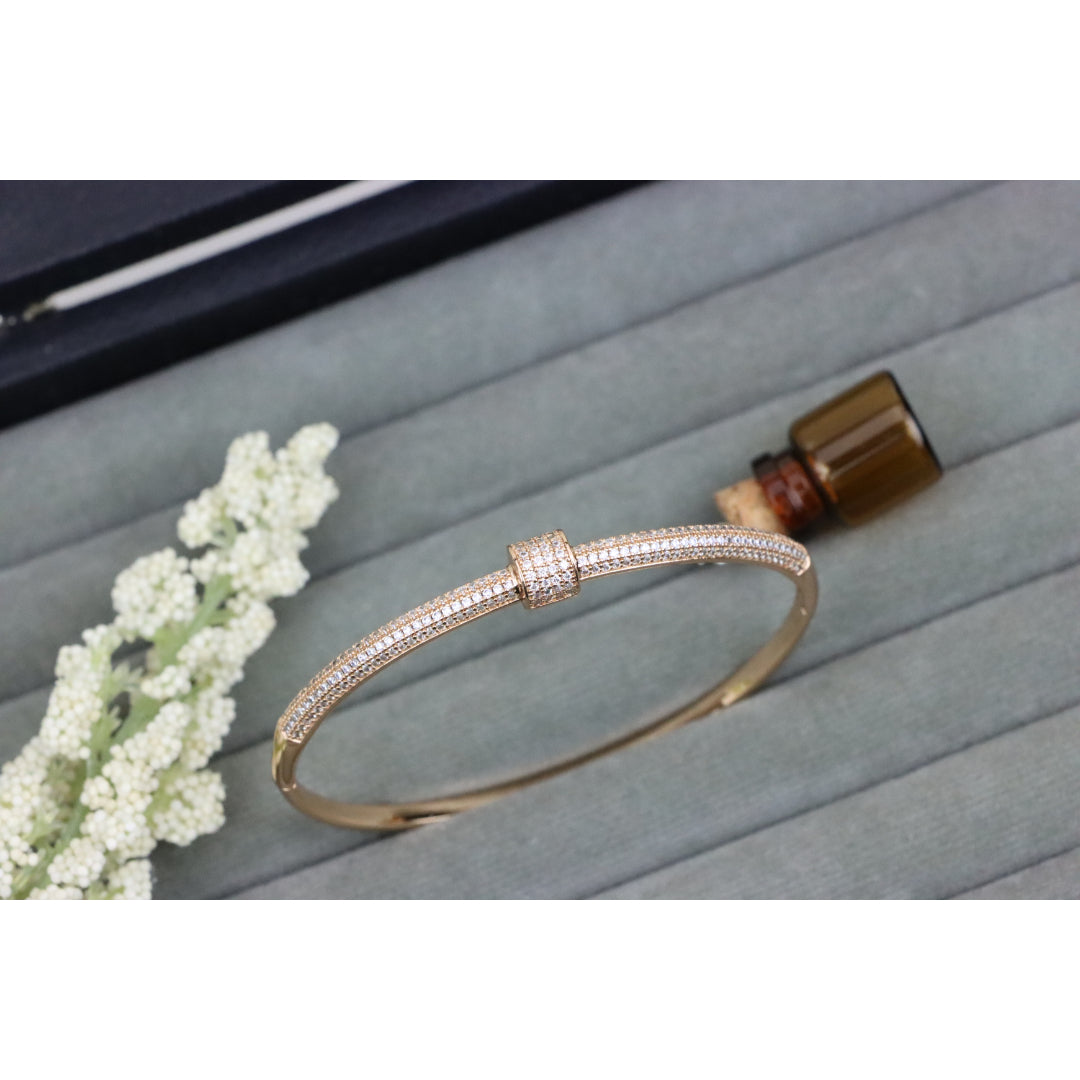 Rose Gold Bangle Bracelet with Sparkling Cubic Zirconia Accents, XPBL0553 (2056-3)