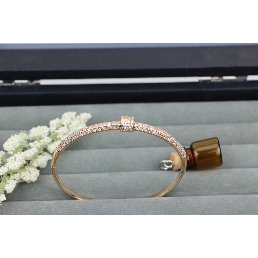 Rose Gold Bangle Bracelet with Sparkling Cubic Zirconia Accents, XPBL0553 (2056-3)
