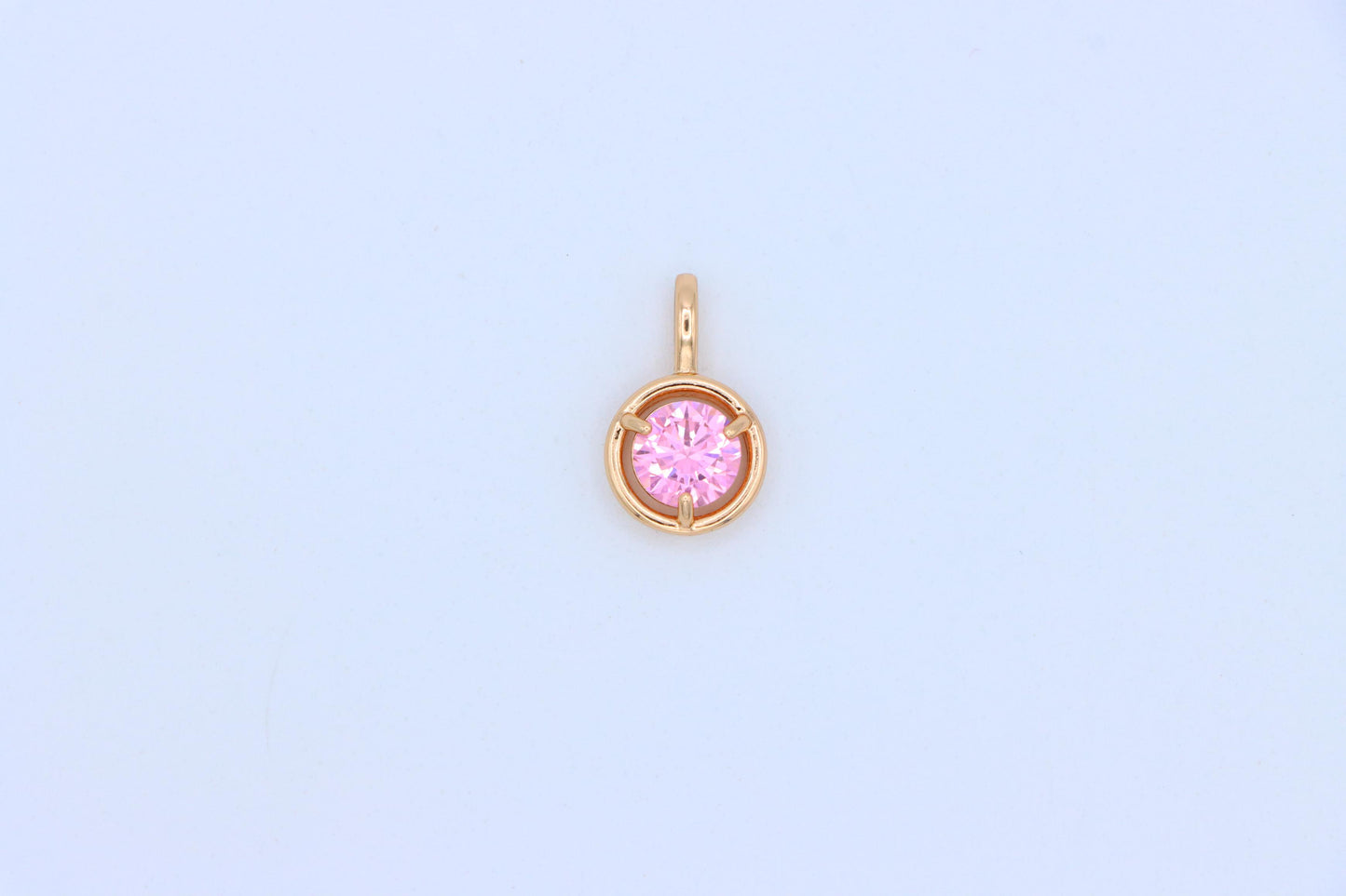Sparkling Pink Round Pendant in Gold Finish – Delicate & Elegant, XPPT1704 (2150-6)
