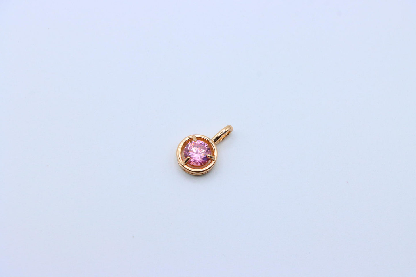 Sparkling Pink Round Pendant in Gold Finish – Delicate & Elegant, XPPT1704 (2150-6)