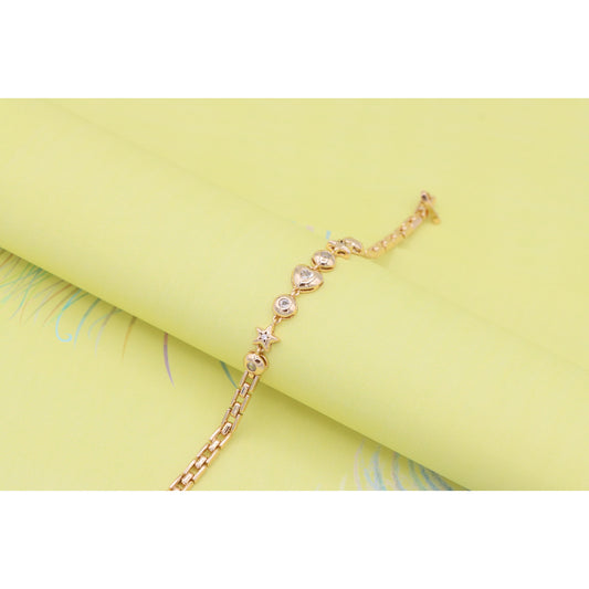 Rose Gold Star & Heart Charm Bracelet with Crystal Accents, XPBL0942 (2095-1)