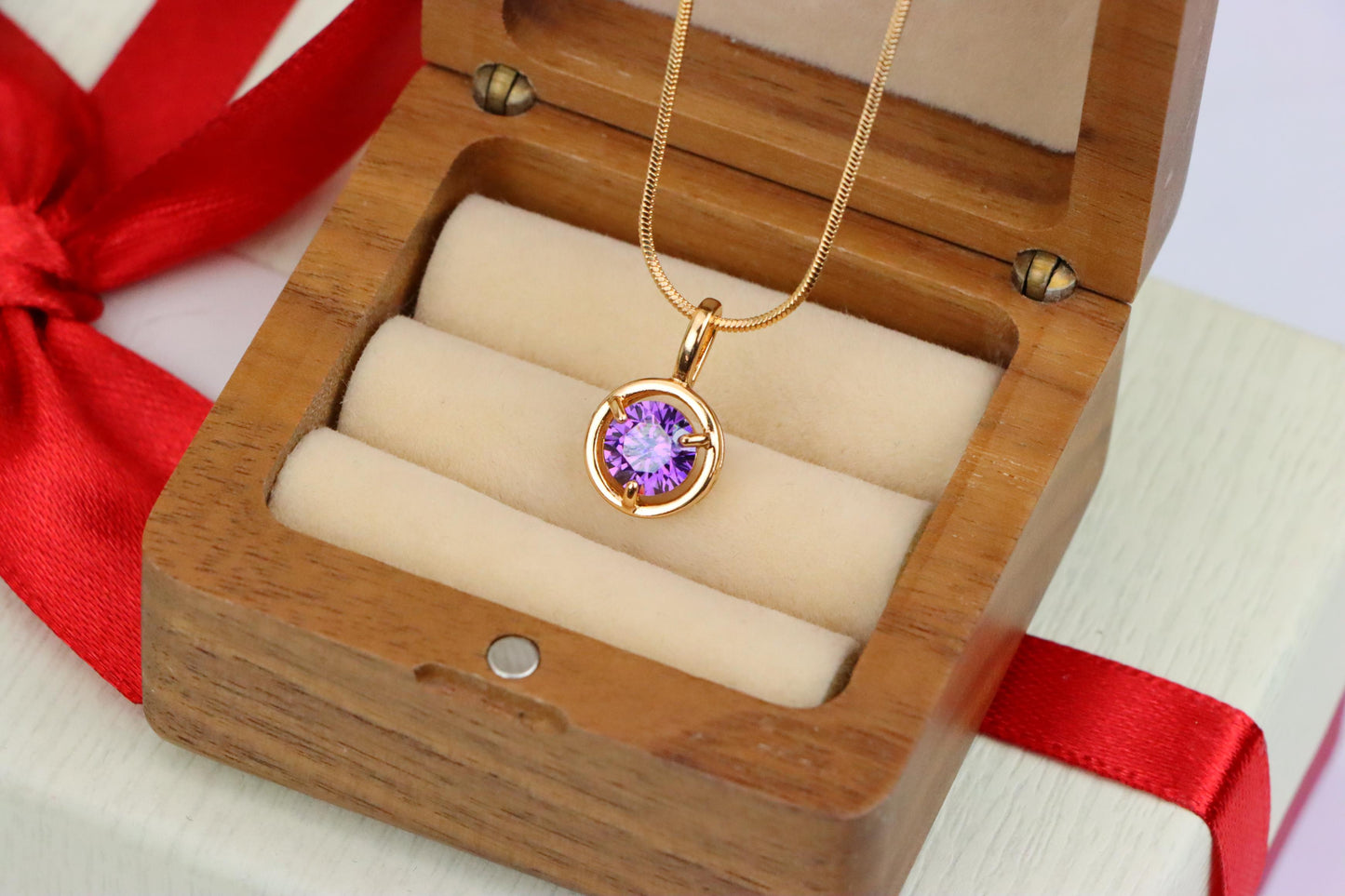 Round Purple Pendant with Gold Finish – Subtle Elegance for Daily Wear,XPPT1705 (2150-6)