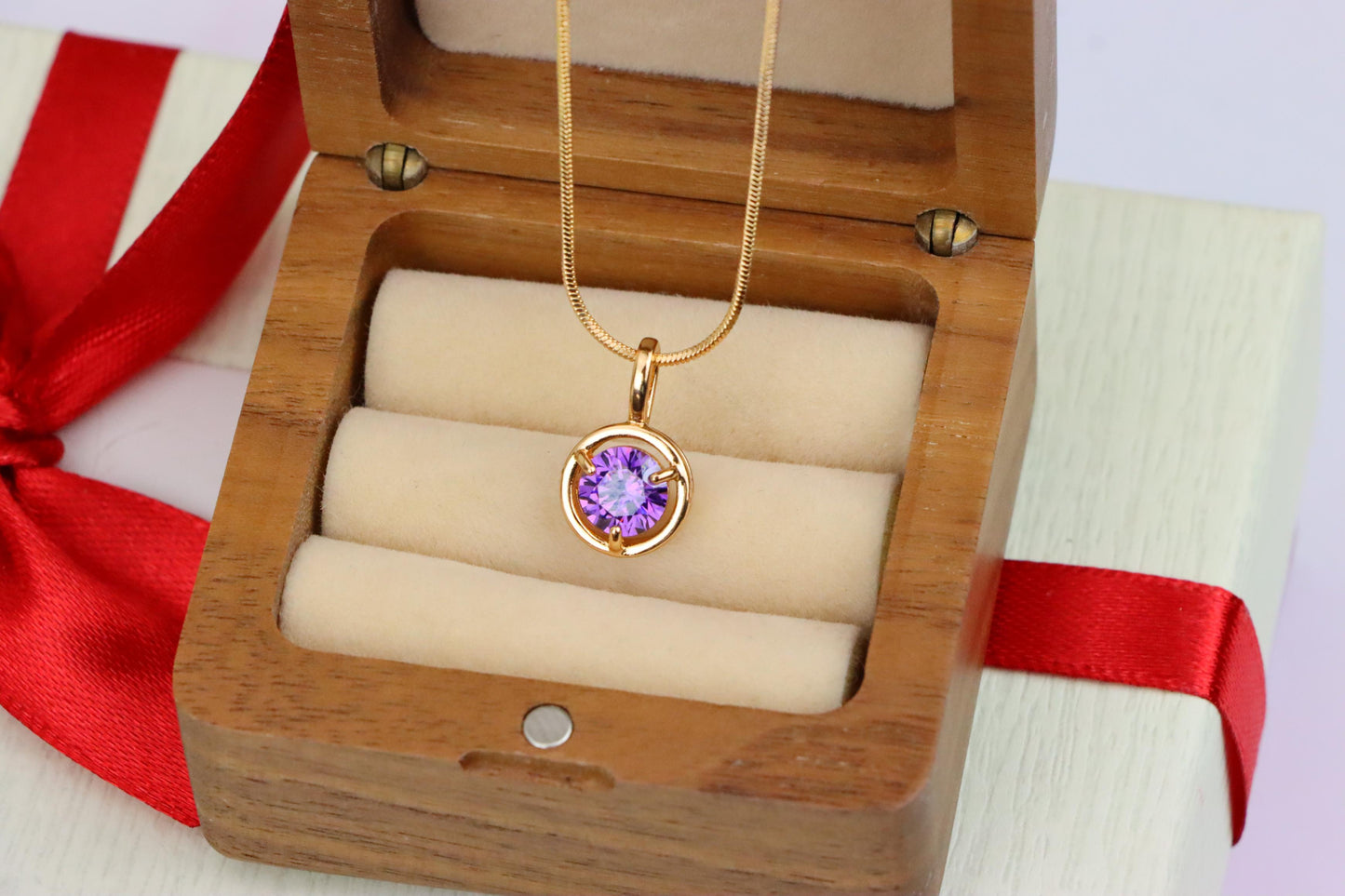 Round Purple Pendant with Gold Finish – Subtle Elegance for Daily Wear,XPPT1705 (2150-6)