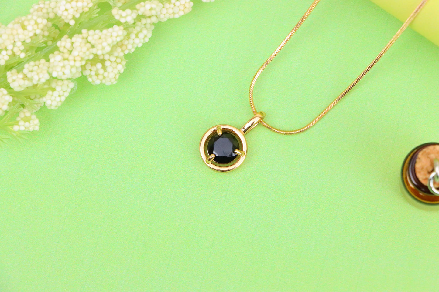 Round Black Pendant with Gold Finish – Elegant Statement Jewelry Piece, XPPT1706 (2150-6)