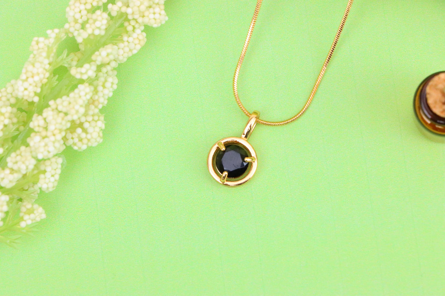 Round Black Pendant with Gold Finish – Elegant Statement Jewelry Piece, XPPT1706 (2150-6)