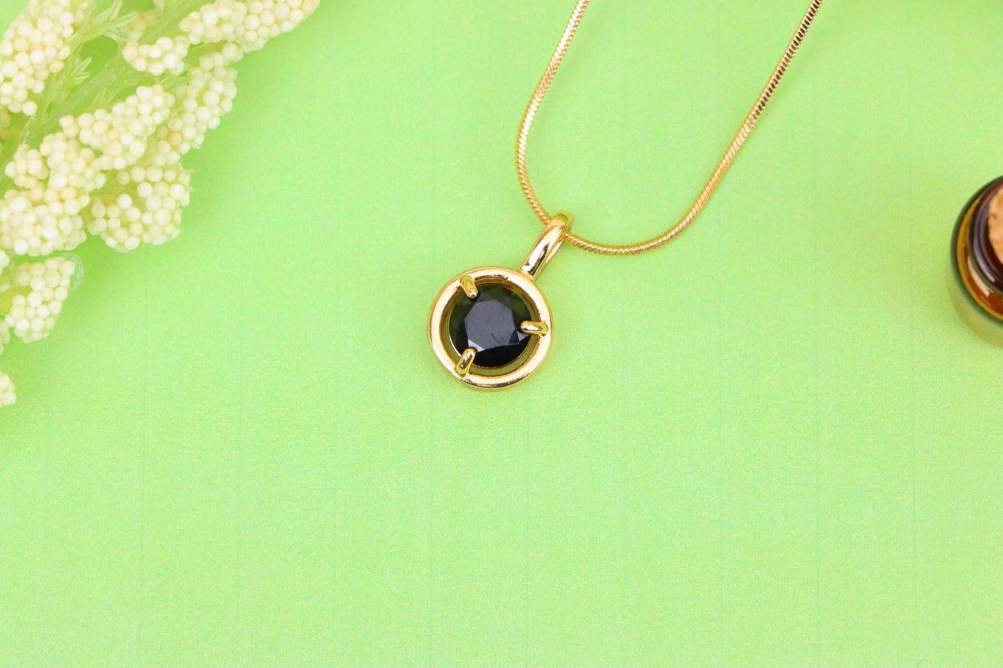 Round Black Pendant with Gold Finish – Elegant Statement Jewelry Piece, XPPT1706 (2150-6)