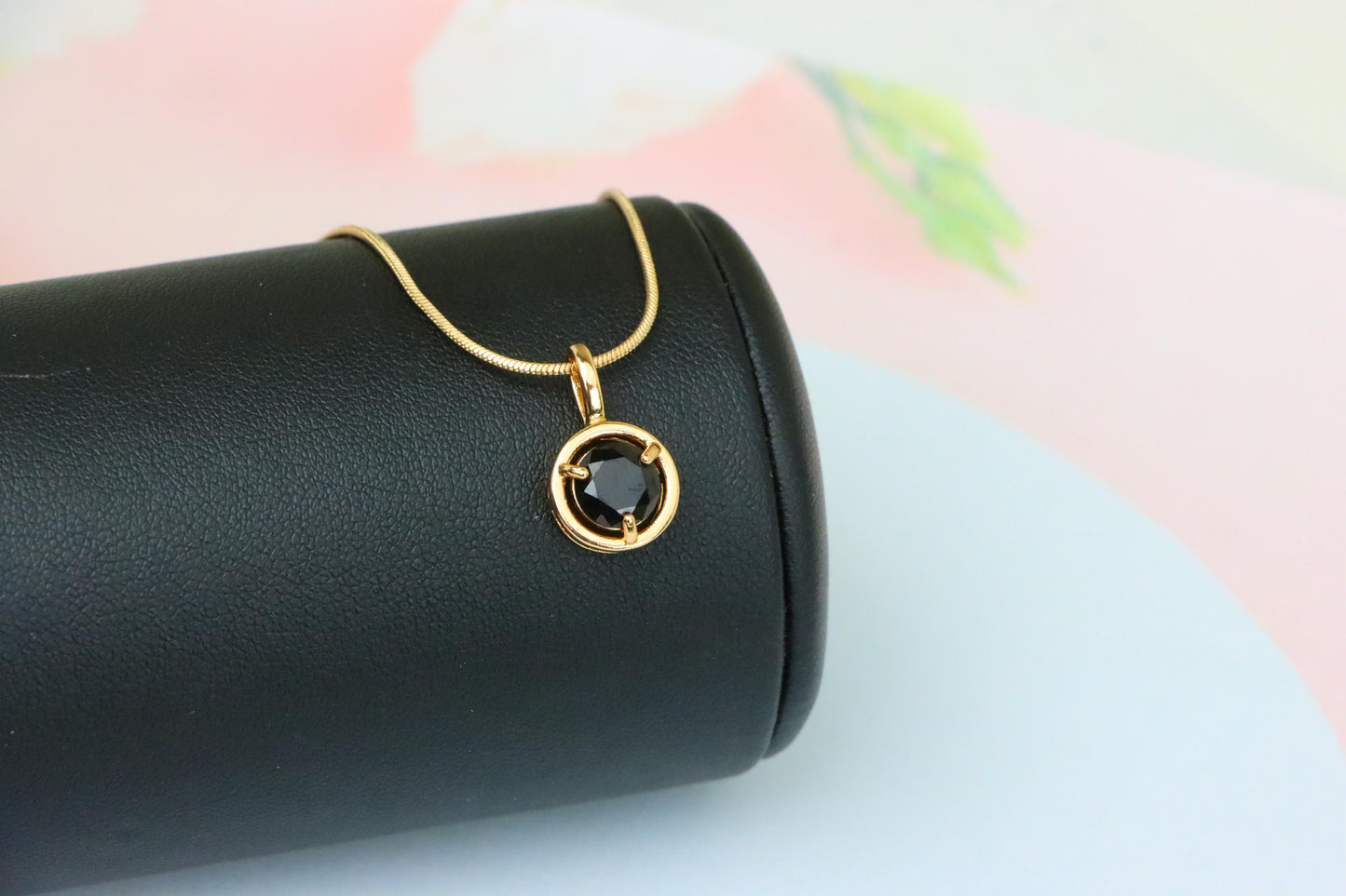 Round Black Pendant with Gold Finish – Elegant Statement Jewelry Piece, XPPT1706 (2150-6)