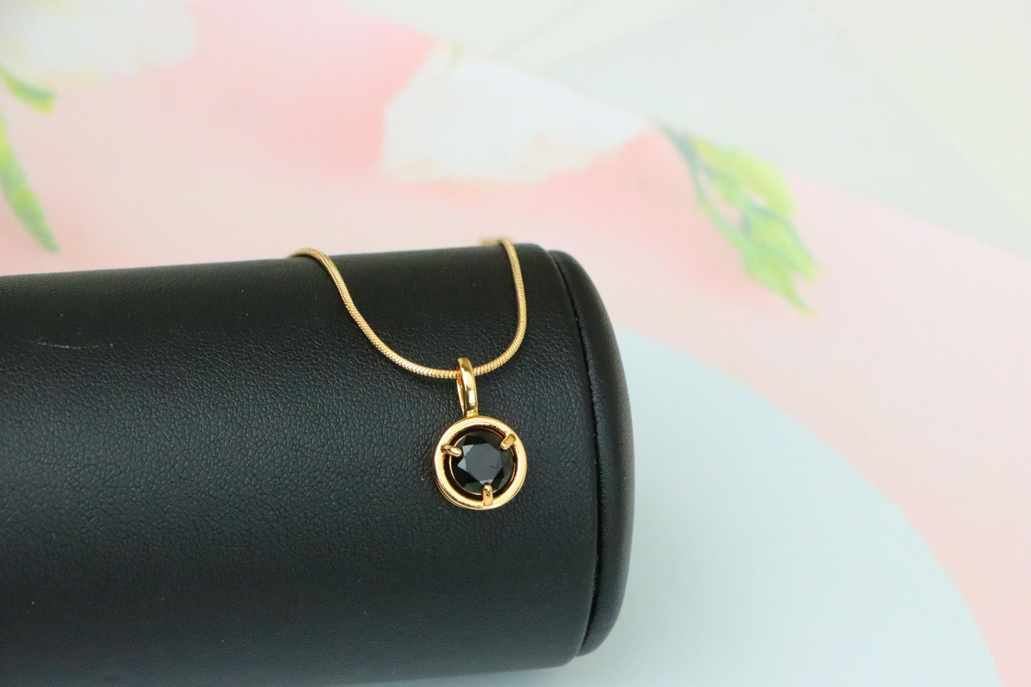 Round Black Pendant with Gold Finish – Elegant Statement Jewelry Piece, XPPT1706 (2150-6)