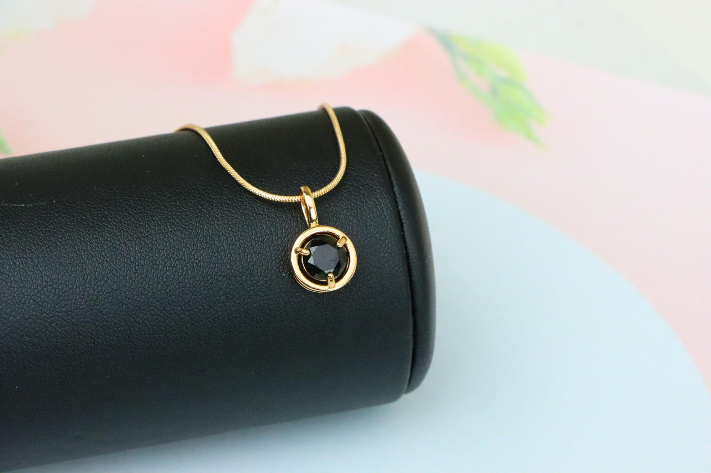 Round Black Pendant with Gold Finish – Elegant Statement Jewelry Piece, XPPT1706 (2150-6)