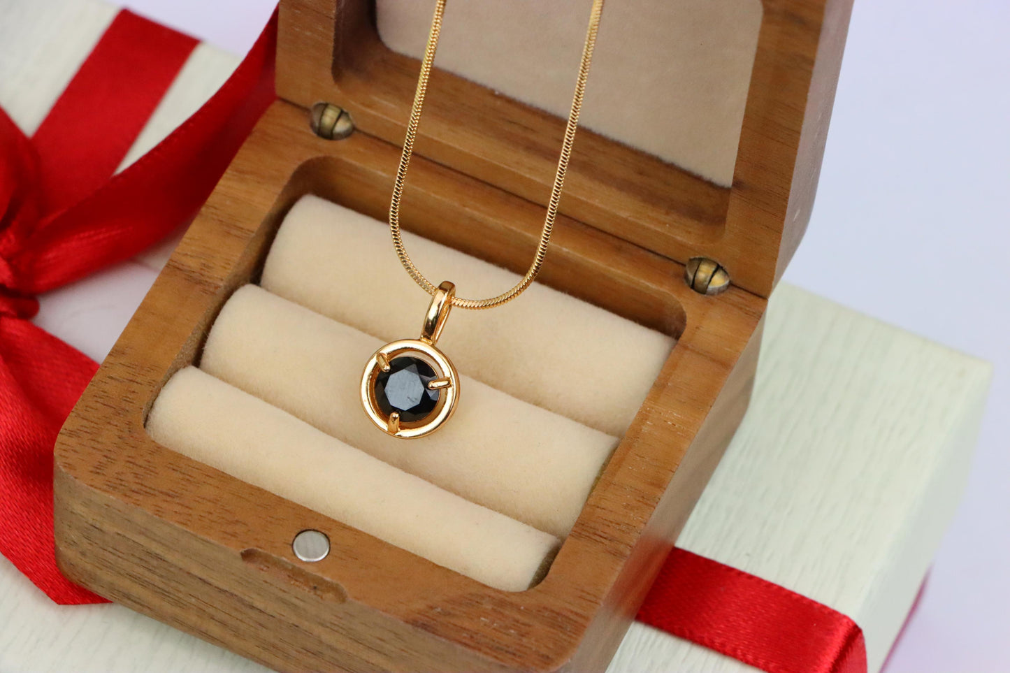 Round Black Pendant with Gold Finish – Elegant Statement Jewelry Piece, XPPT1706 (2150-6)