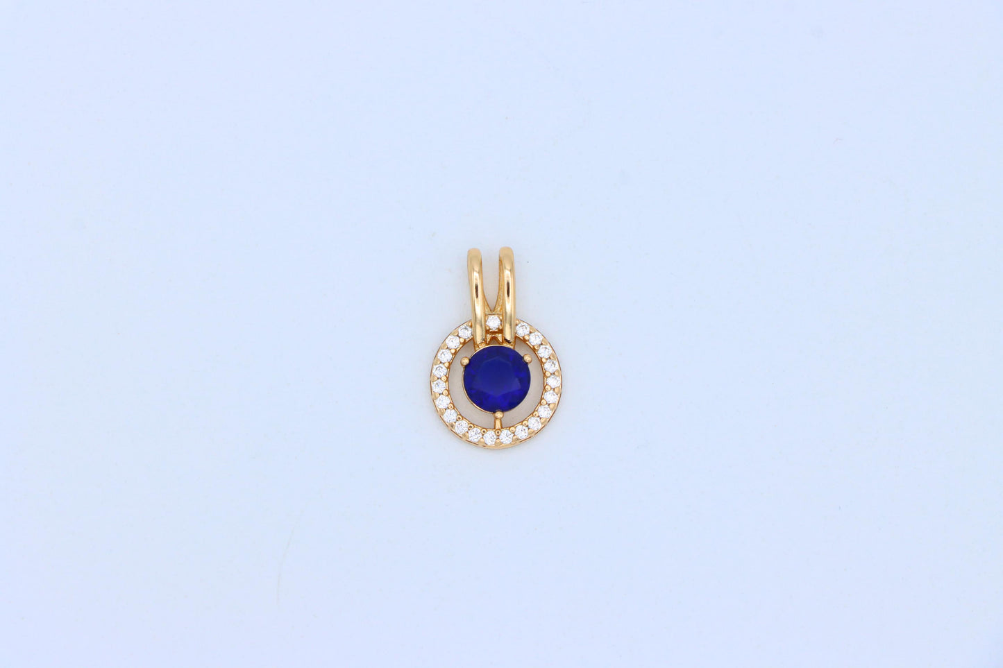 Elegant Blue Center Stone Pendant with Sparkling Halo Frame Design, XPPT1708 (2150-7)