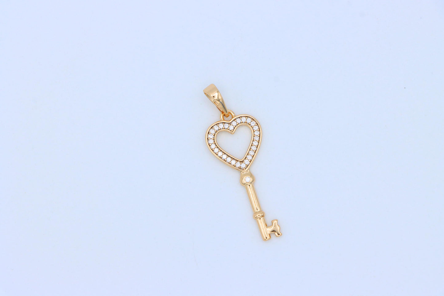 Heart Shaped Key Pendant in Rose Gold with Sparkling Accents, XPPT1268 (2127-4)