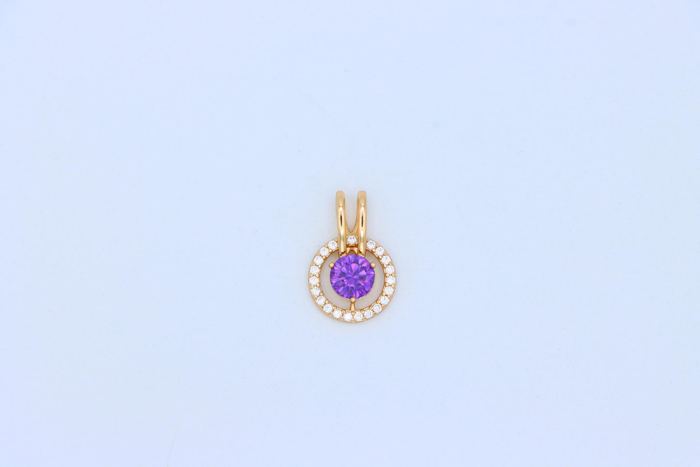 Radiant Purple Halo Pendant in Gold Plated Brass with Crystal Ring, XPPT1711 (2150-7)