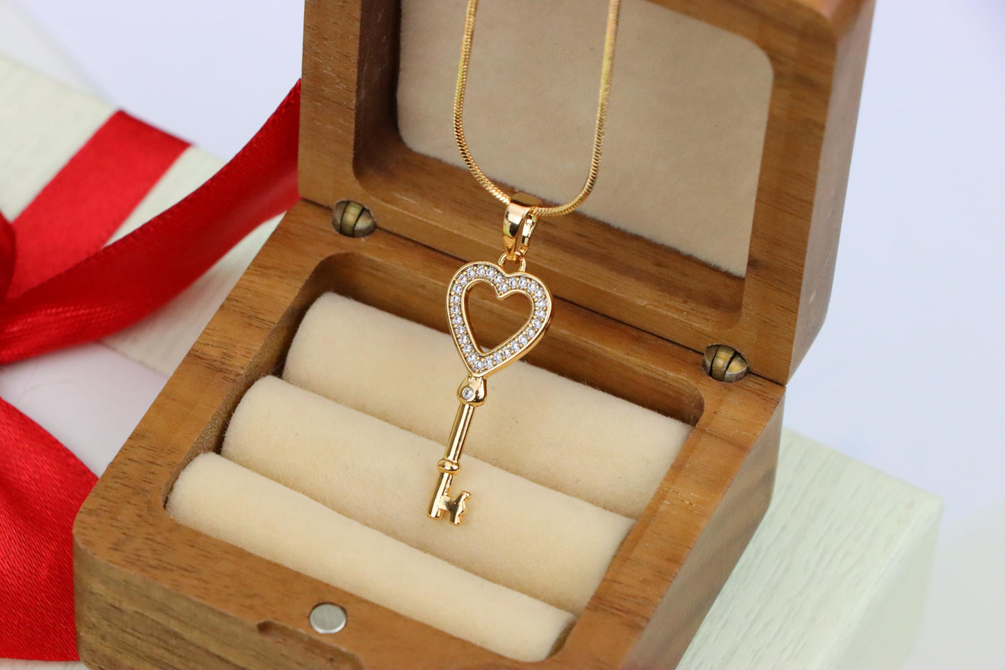 Heart Shaped Key Pendant in Rose Gold with Sparkling Accents, XPPT1268 (2127-4)