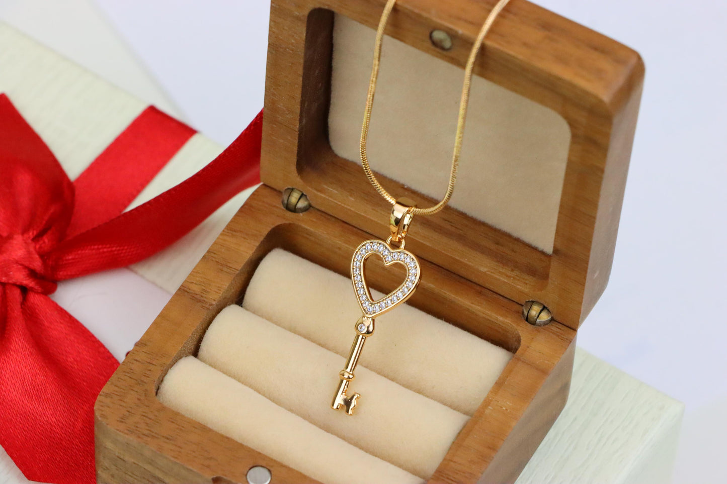 Heart Shaped Key Pendant in Rose Gold with Sparkling Accents, XPPT1268 (2127-4)