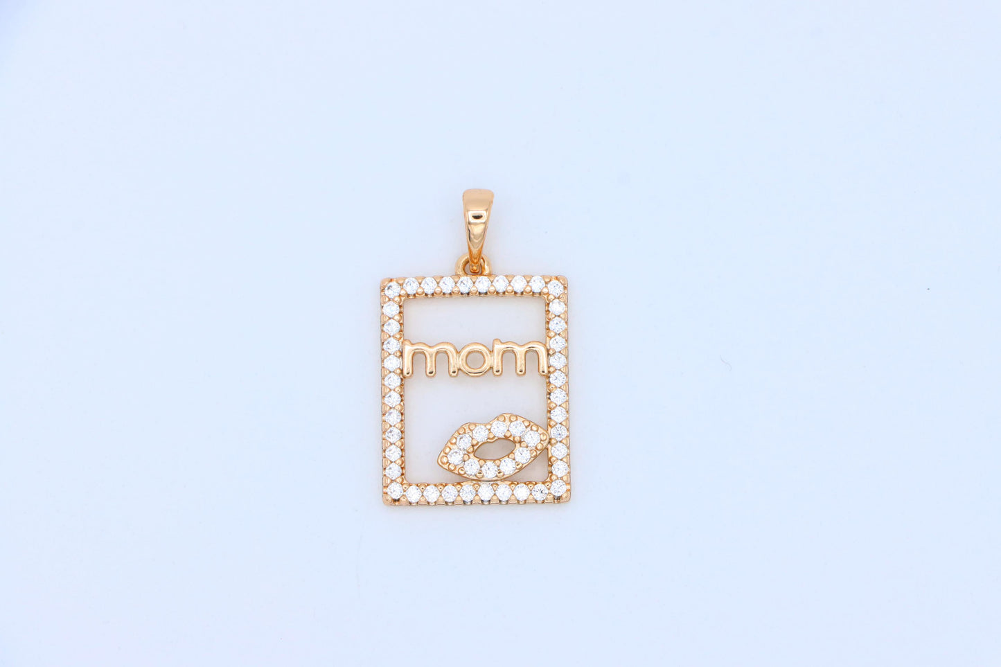 Rose Gold Mom Pendant with Kiss Motif and Crystal Frame, XPPT1270 (2127-6)