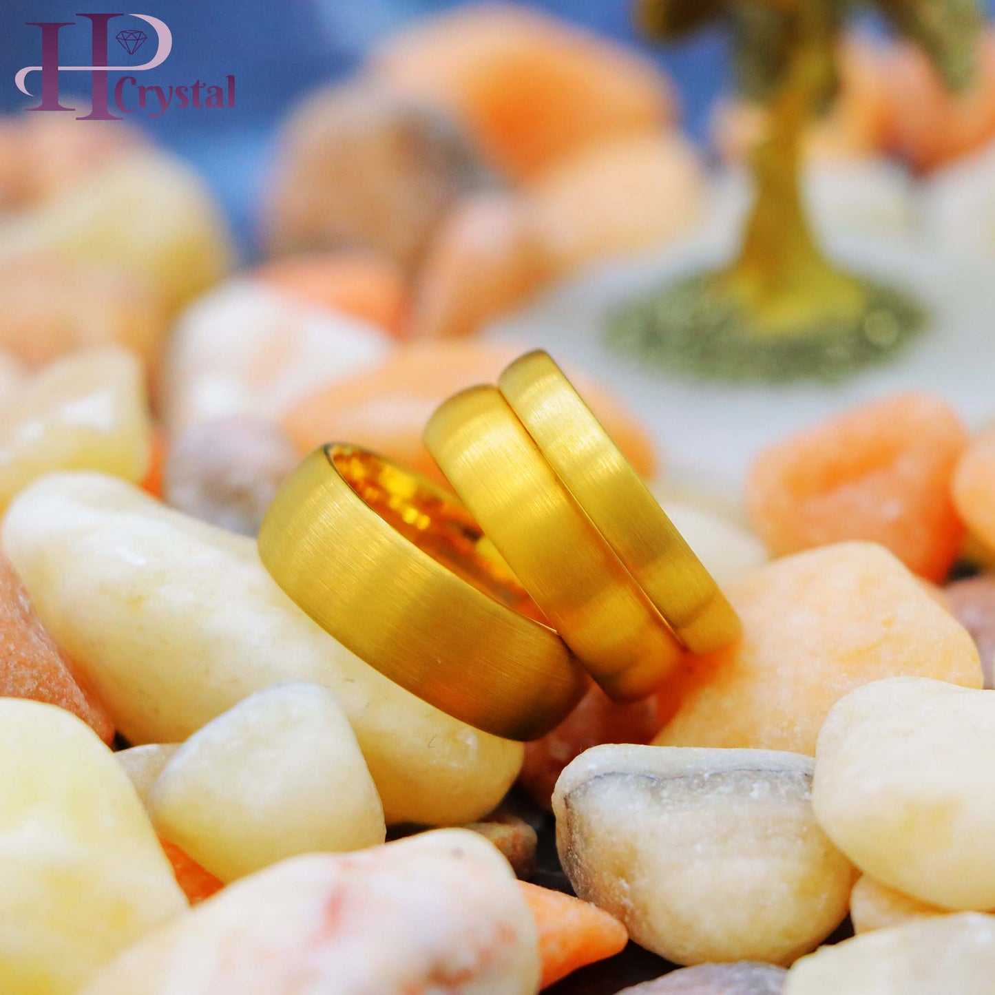 Yellow Gold IP Plated Brushed Domed Classic Style Tungsten Ring (MARET796)