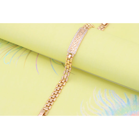 Rose Gold Bracelet with Greek Key Design and Crystal Border, XPBL0950 (2095-9)