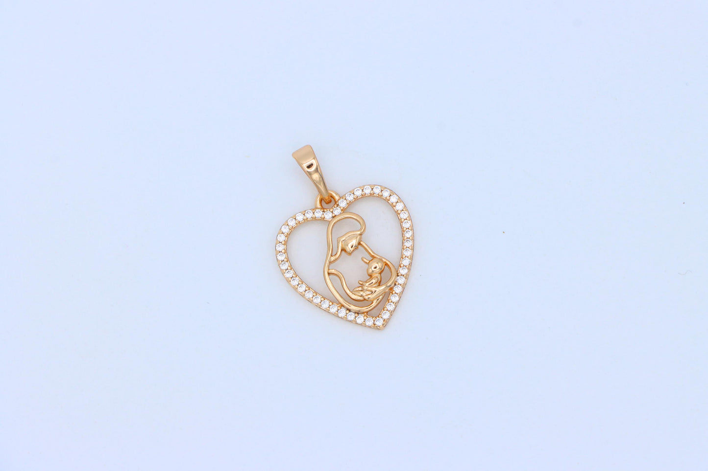 Heart-Shaped Mom and Baby Rose Gold Pendant with Crystal Border, XPPT1272 (2127-8)