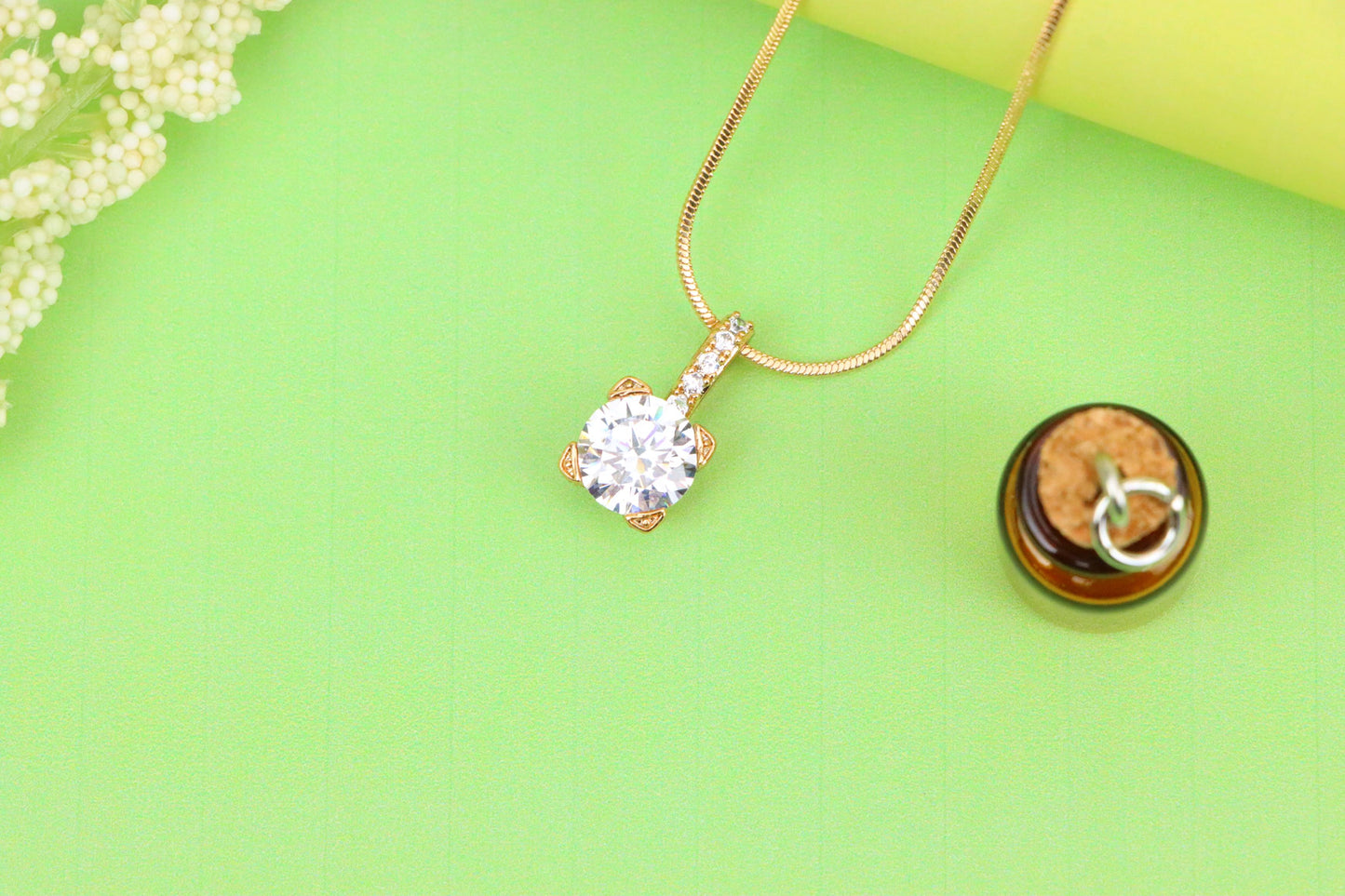 Elegant White Solitaire Pendant with Sparkling Bail Accent, XPPT1715 (2150-8)