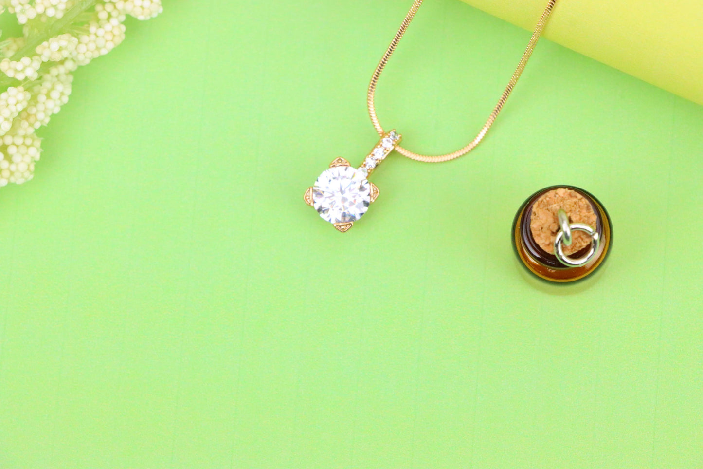 Elegant White Solitaire Pendant with Sparkling Bail Accent, XPPT1715 (2150-8)