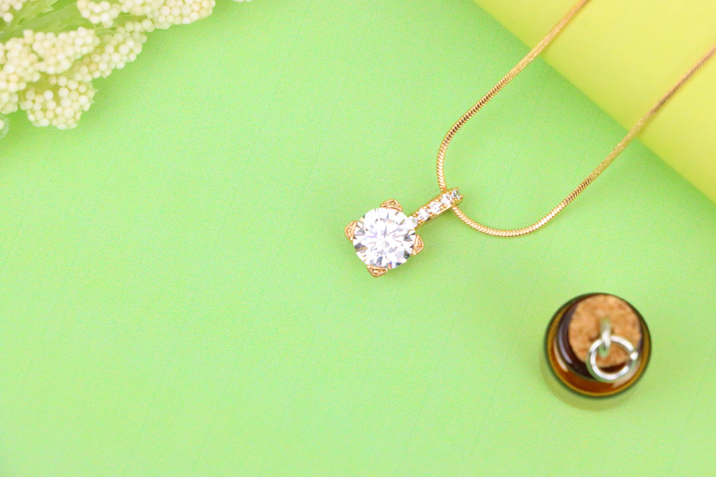 Elegant White Solitaire Pendant with Sparkling Bail Accent, XPPT1715 (2150-8)