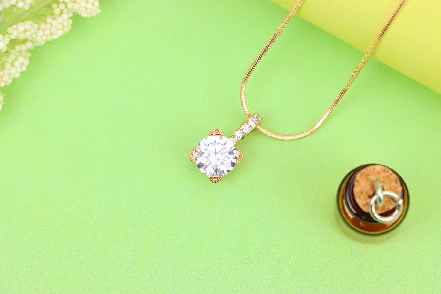 Elegant White Solitaire Pendant with Sparkling Bail Accent, XPPT1715 (2150-8)