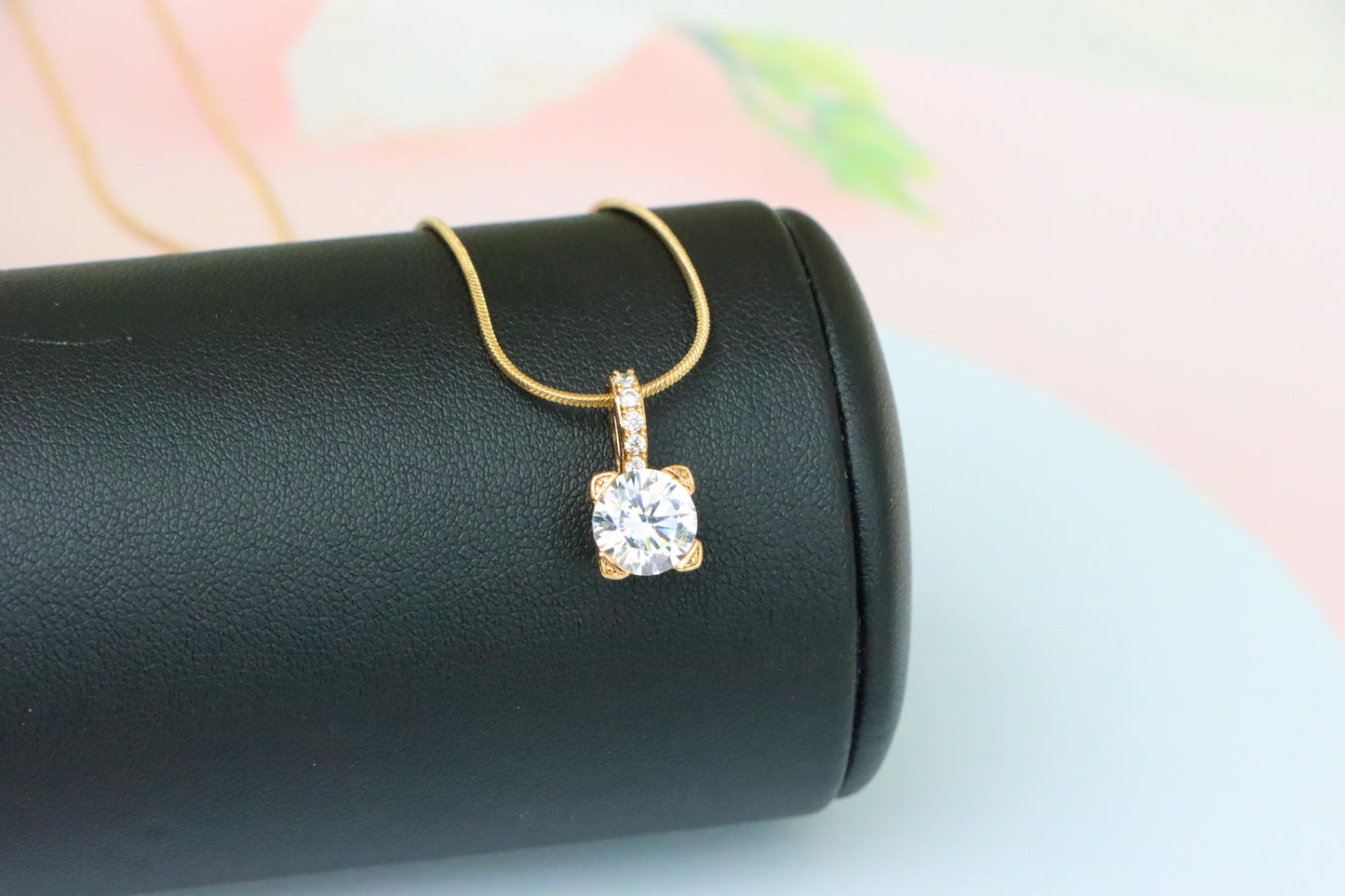 Elegant White Solitaire Pendant with Sparkling Bail Accent, XPPT1715 (2150-8)