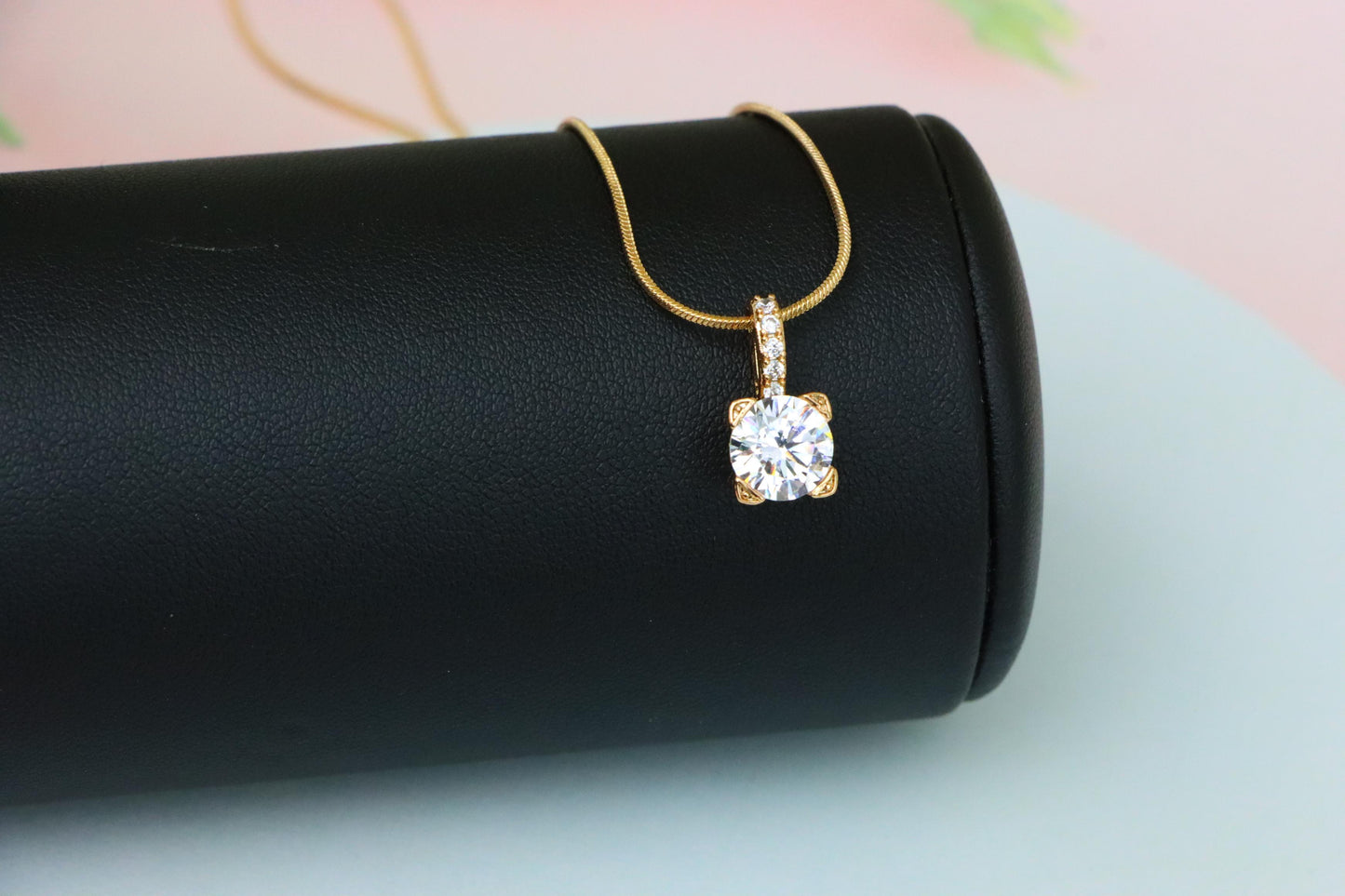 Elegant White Solitaire Pendant with Sparkling Bail Accent, XPPT1715 (2150-8)